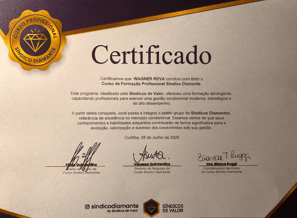 Certificado Síndico Diamante — Wagner Reva